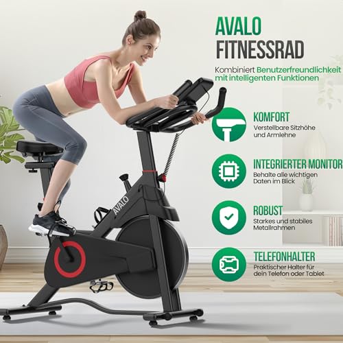 Avalo Heimtrainer Fahhrad - Magnetisches Widerstandssystem - Indoor Cycle - Spinning Bike - Hometrainer - Trainingscomputer und LCD-Display