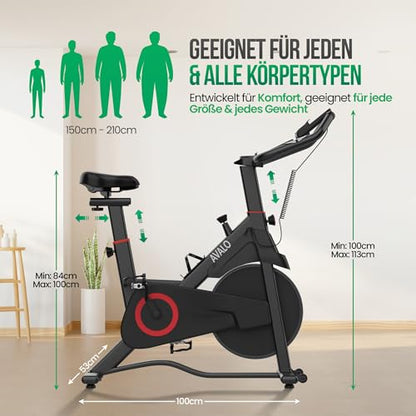 Avalo Heimtrainer Fahhrad - Magnetisches Widerstandssystem - Indoor Cycle - Spinning Bike - Hometrainer - Trainingscomputer und LCD-Display