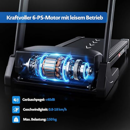 Laufband AsVIVA T20 Pro für Zuhause, klappbar, bis 18 km/h, 20% Steigung, großes Laufband mit moderner Dämpfungstechnologie, bis 150 kg, Fitness