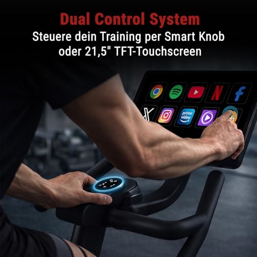AsVIVA S20 Speedbike - Indoor Cycle Heimtrainer, 21,5" TFT Touchdisplay, Bluetooth-App (Kinomap, Zwift), 20 kg Schwungmasse, leise Magnetbremse, LED