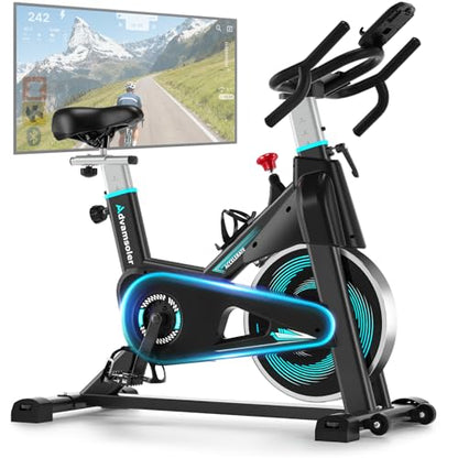 Heimtrainer Fahrrad mit App, Advamsoler Leises Ergometer Hometrainer Fahrrad mit LCD-Monitor & Tablet-Halter, Indoor Cycling Spinning Bike für