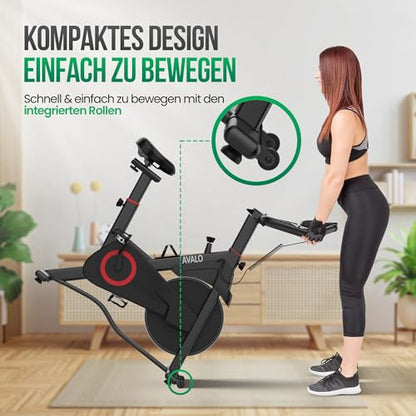 Avalo Heimtrainer Fahhrad - Magnetisches Widerstandssystem - Indoor Cycle - Spinning Bike - Hometrainer - Trainingscomputer und LCD-Display