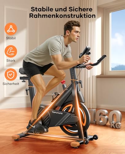 2026 Toputure Heimtrainer Fahrrad mit APP, 0-100% Magnetwiderstand Ergometer, 15KG Schwungrad, Bis 160KG, Hometrainer Indoor Bike mit LCD