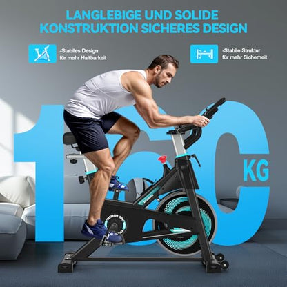 Heimtrainer Fahrrad mit App, Advamsoler Leises Ergometer Hometrainer Fahrrad mit LCD-Monitor & Tablet-Halter, Indoor Cycling Spinning Bike für