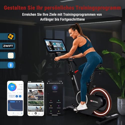 AsVIVA S20 Speedbike - Indoor Cycle Heimtrainer, 21,5" TFT Touchdisplay, Bluetooth-App (Kinomap, Zwift), 20 kg Schwungmasse, leise Magnetbremse, LED