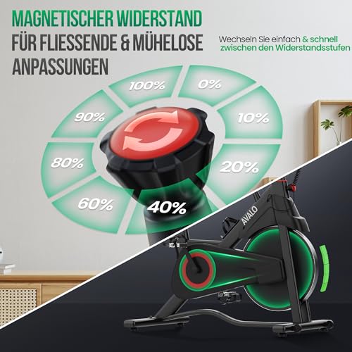 Avalo Heimtrainer Fahhrad - Magnetisches Widerstandssystem - Indoor Cycle - Spinning Bike - Hometrainer - Trainingscomputer und LCD-Display