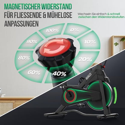 Avalo Heimtrainer Fahhrad - Magnetisches Widerstandssystem - Indoor Cycle - Spinning Bike - Hometrainer - Trainingscomputer und LCD-Display