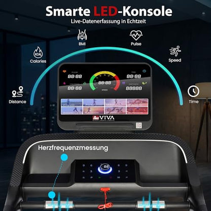 Laufband AsVIVA T20 Pro für Zuhause, klappbar, bis 18 km/h, 20% Steigung, großes Laufband mit moderner Dämpfungstechnologie, bis 150 kg, Fitness
