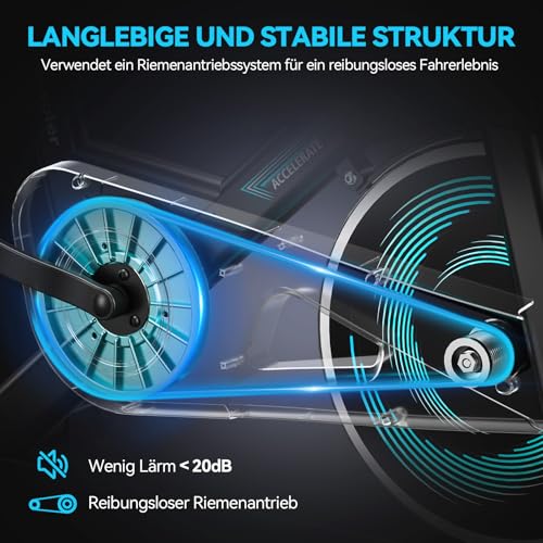 Heimtrainer Fahrrad mit App, Advamsoler Leises Ergometer Hometrainer Fahrrad mit LCD-Monitor & Tablet-Halter, Indoor Cycling Spinning Bike für