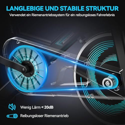 Heimtrainer Fahrrad mit App, Advamsoler Leises Ergometer Hometrainer Fahrrad mit LCD-Monitor & Tablet-Halter, Indoor Cycling Spinning Bike für
