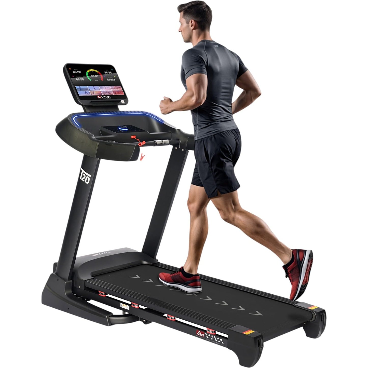 Laufband AsVIVA T20 Pro für Zuhause, klappbar, bis 18 km/h, 20% Steigung, großes Laufband mit moderner Dämpfungstechnologie, bis 150 kg, Fitness