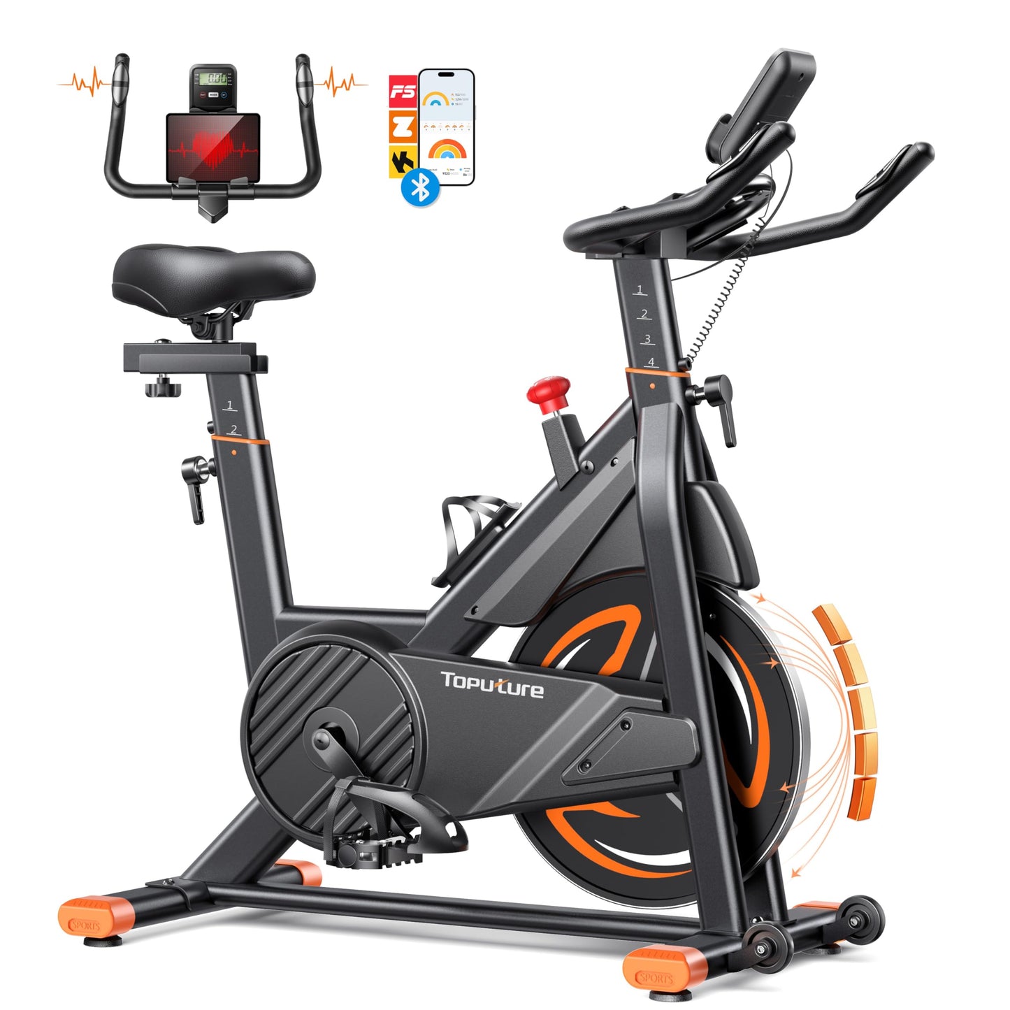 2026 Toputure Heimtrainer Fahrrad mit APP, 0-100% Magnetwiderstand Ergometer, 15KG Schwungrad, Bis 160KG, Hometrainer Indoor Bike mit LCD